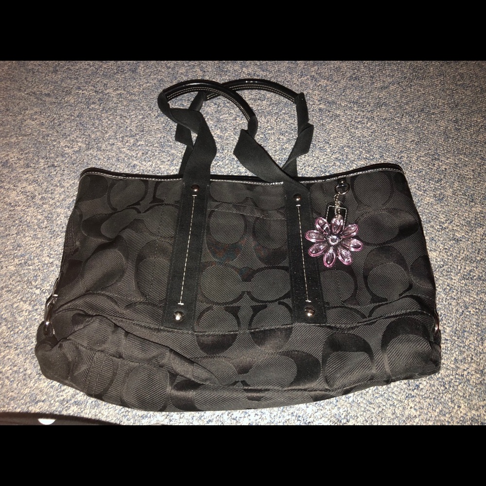 Black signature coach tote